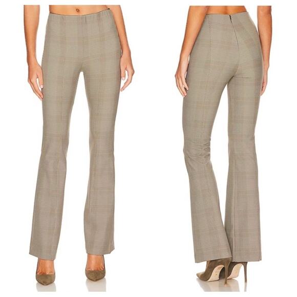 Rag & Bone Simone Plaid Jacquard Flare Pants in Beige Plaid - Size 2
